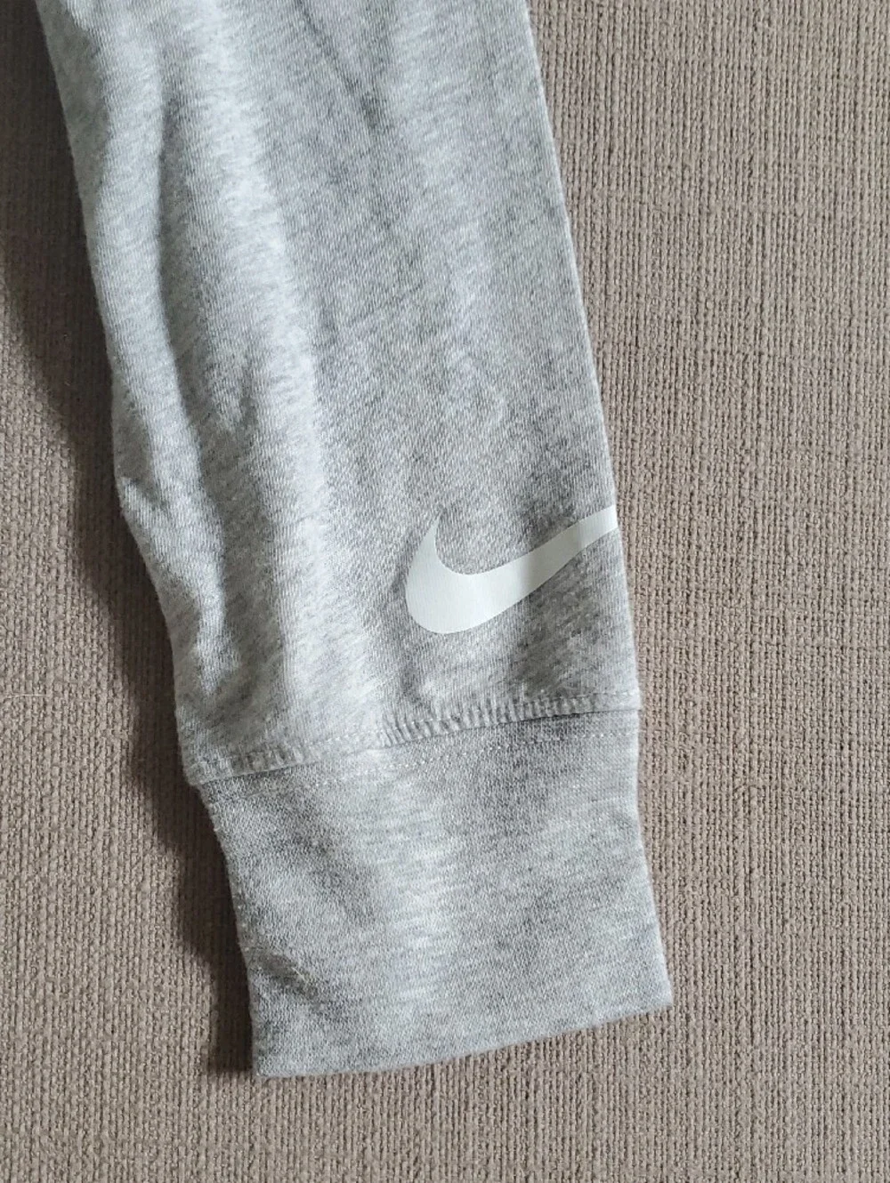 Nike Light Gray Long-Sleeve Tee with Navy Logo